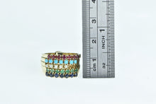 Load image into Gallery viewer, 14K Victorian Tiered Gemstone Layered Band Ring Yellow Gold