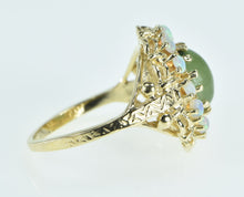 Load image into Gallery viewer, 14K Nephrite Opal Ornate Halo Domed Cocktail Ring Yellow Gold
