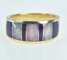 Load image into Gallery viewer, 14K Sugilite Opal Inlay Ornate Band Statement Ring Yellow Gold