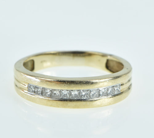14K Princess Cut Diamond Vintage Wedding Band Ring Yellow Gold