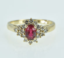 Load image into Gallery viewer, 14K 1.00 Ctw Oval Ruby Diamond Halo Engagement Ring Yellow Gold