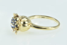 Load image into Gallery viewer, 14K 1960&#39;s Sapphire Flower Cluster Statement Ring Yellow Gold