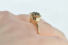 Load image into Gallery viewer, 14K 1960&#39;s Sapphire Flower Cluster Statement Ring Yellow Gold