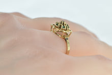 Load image into Gallery viewer, 14K Vintage Emerald Flower Diamond Cluster Ring Yellow Gold