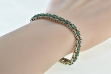 Load image into Gallery viewer, 14K Oval Emerald Diamond Vintage Statement Bracelet 6.75&quot; White Gold