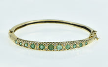 Load image into Gallery viewer, 14K Victorian Diamond Emerald Graduated Bangle Bracelet 6.25&quot; Yellow Gold