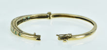 Load image into Gallery viewer, 14K Victorian Diamond Emerald Graduated Bangle Bracelet 6.25&quot; Yellow Gold