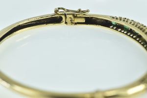 14K Victorian Diamond Emerald Graduated Bangle Bracelet 6.25" Yellow Gold