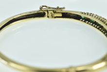 Load image into Gallery viewer, 14K Victorian Diamond Emerald Graduated Bangle Bracelet 6.25&quot; Yellow Gold