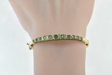 Load image into Gallery viewer, 14K Victorian Diamond Emerald Graduated Bangle Bracelet 6.25&quot; Yellow Gold