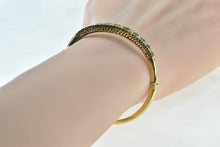 Load image into Gallery viewer, 14K Victorian Diamond Emerald Graduated Bangle Bracelet 6.25&quot; Yellow Gold