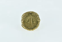 Load image into Gallery viewer, 9K 1972 Bahamas $20 Coin Vintage Filigree Ring Yellow Gold