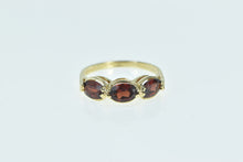 Load image into Gallery viewer, 14K Three Stone Garnet Oval Vintage Classic Ring Yellow Gold
