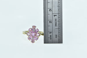 10K Vintage Oval Pink Topaz Cluster Statement Ring Yellow Gold