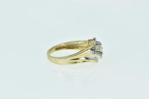 10K Wavy Diamond Vintage Statement Band Ring Yellow Gold