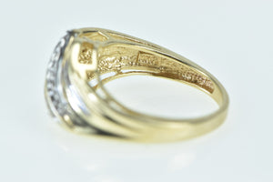 10K Wavy Diamond Vintage Statement Band Ring Yellow Gold