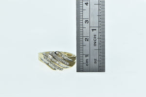 10K Wavy Diamond Vintage Statement Band Ring Yellow Gold