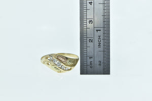 10K Black Hills Leaf Wavy Diamond Statement Ring Yellow Gold