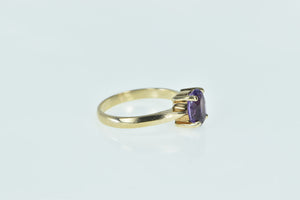 10K Oval Amethyst Solitaire Vintage Statement Ring Yellow Gold