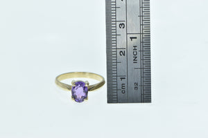10K Oval Amethyst Solitaire Vintage Statement Ring Yellow Gold