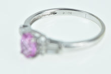 Load image into Gallery viewer, 10K Pink Sapphire Vintage Diamond Engagement Ring White Gold