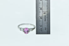 Load image into Gallery viewer, 10K Pink Sapphire Vintage Diamond Engagement Ring White Gold