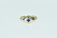Load image into Gallery viewer, 10K Princess Sapphire Two Tone Statement Ring Yellow Gold