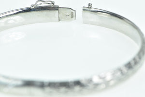 Platinum 7.0mm Engraved Pattern Vintage Bangle Bracelet 7"