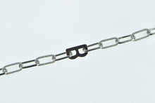 Load image into Gallery viewer, Platinum 7.25mm B Letter Monogram Paperclip Chain Bracelet 7.25&quot;