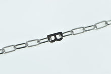 Load image into Gallery viewer, Platinum 7.25mm B Letter Monogram Paperclip Chain Bracelet 7.25&quot;