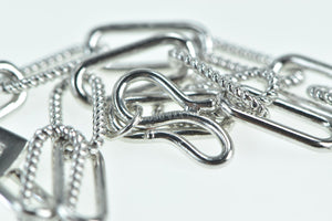 Platinum 7.25mm B Letter Monogram Paperclip Chain Bracelet 7.25"