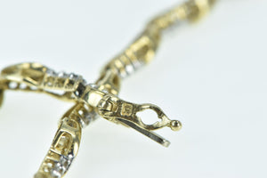 10K Diamond Vintage Wavy Twist Pattern Tennis Bracelet 6.75" Yellow Gold