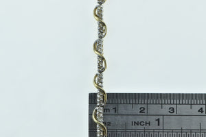 10K Diamond Vintage Wavy Twist Pattern Tennis Bracelet 6.75" Yellow Gold