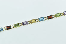 Load image into Gallery viewer, 10K Emerald Cut Gemstone Rainbow Bracelet 6.75&quot; Yellow Gold