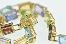 Load image into Gallery viewer, 10K Emerald Cut Gemstone Rainbow Bracelet 6.75&quot; Yellow Gold