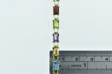 Load image into Gallery viewer, 10K Emerald Cut Gemstone Rainbow Bracelet 6.75&quot; Yellow Gold