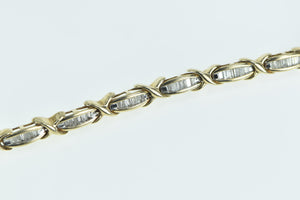 10K 1.50 Ctw Baguette Diamond Classic Tennis Bracelet 6.75" Yellow Gold