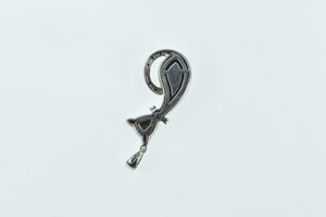 14K Pave Black Diamond Cat Kitty Kitten Pet Pendant White Gold