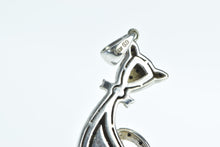 Load image into Gallery viewer, 14K Pave Black Diamond Cat Kitty Kitten Pet Pendant White Gold