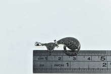 Load image into Gallery viewer, 14K Pave Black Diamond Cat Kitty Kitten Pet Pendant White Gold