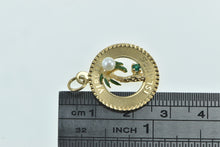 Load image into Gallery viewer, 14K Virgin Islands Palm Pearl Emerald Travel Charm/Pendant Yellow Gold