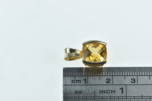 14K Faceted Cushion Citrine Vintage Statement Pendant Yellow Gold