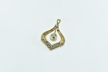 Load image into Gallery viewer, 14K Vintage Pearl Diamond Chevron Drop Pendant Yellow Gold