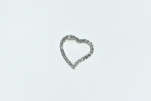 14K 0.30 Ctw Diamond Heart Love Symbol Vintage Pendant White Gold