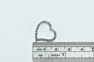 14K 0.30 Ctw Diamond Heart Love Symbol Vintage Pendant White Gold