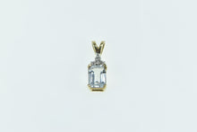 Load image into Gallery viewer, 10K Emerald Cut Aquamarine Diamond Cluster Pendant Yellow Gold