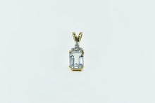 Load image into Gallery viewer, 10K Emerald Cut Aquamarine Diamond Cluster Pendant Yellow Gold