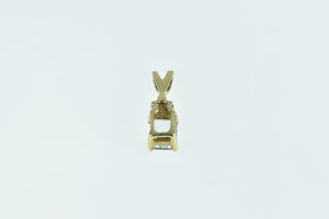 10K Emerald Cut Aquamarine Diamond Cluster Pendant Yellow Gold