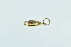 18K Oval Garnet Dangle Pear Tear Drop Vintage Charm/Pendant Yellow Gold