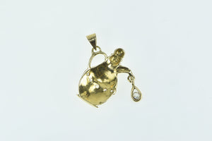 18K Cubic Zirconia Pitcher Urn Carafe Dangle Charm/Pendant Yellow Gold